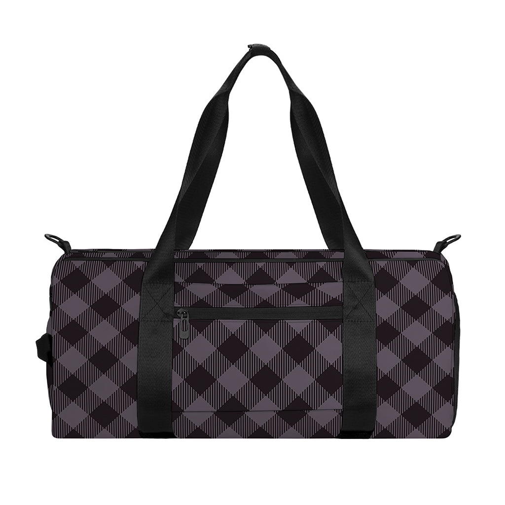 Grey Buffalo Plaid Pattern Print Gym Bag