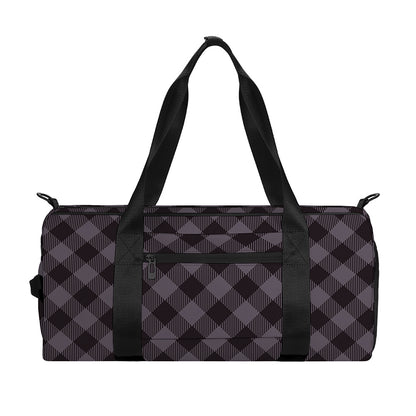 Grey Buffalo Plaid Pattern Print Gym Bag