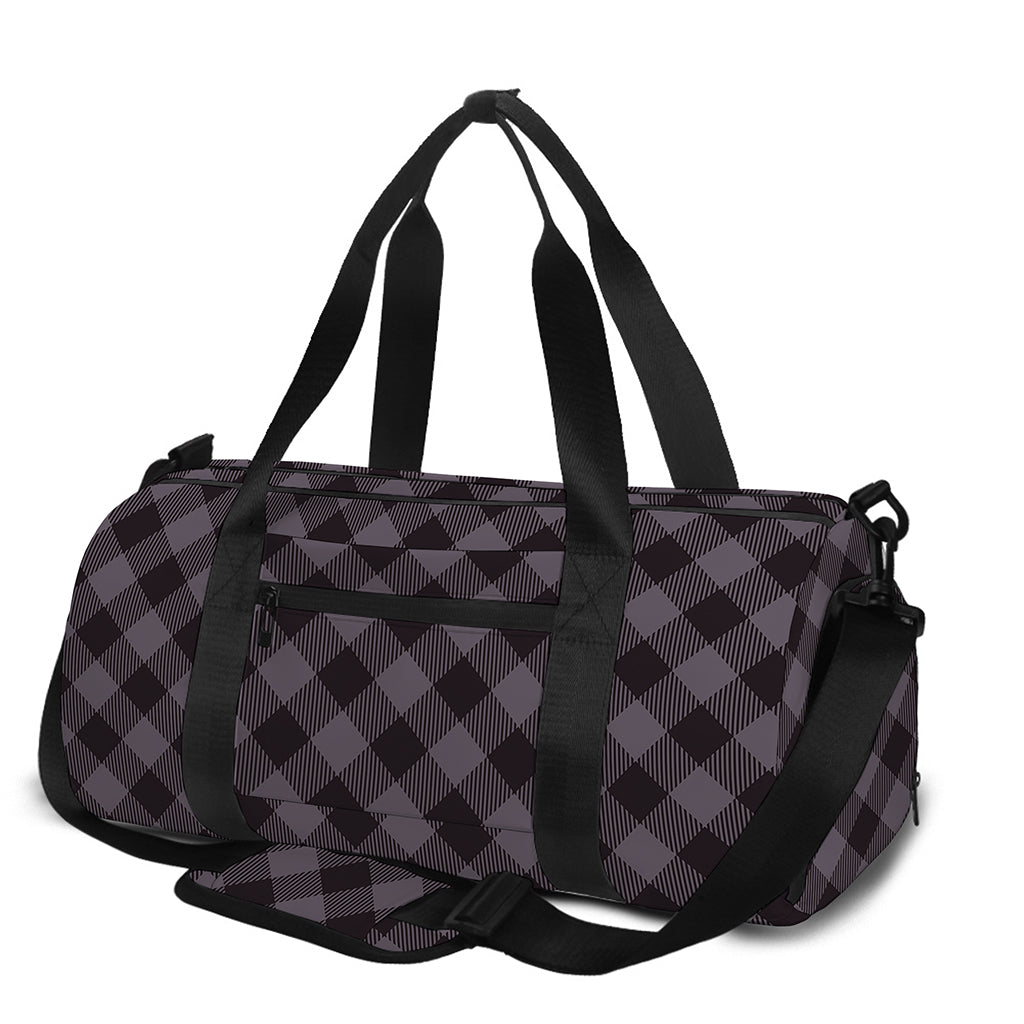 Grey Buffalo Plaid Pattern Print Gym Bag