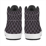 Grey Buffalo Plaid Pattern Print High Top Leather Sneakers