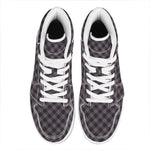Grey Buffalo Plaid Pattern Print High Top Leather Sneakers