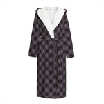 Grey Buffalo Plaid Pattern Print Hooded Bathrobe