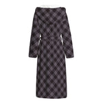 Grey Buffalo Plaid Pattern Print Hooded Bathrobe