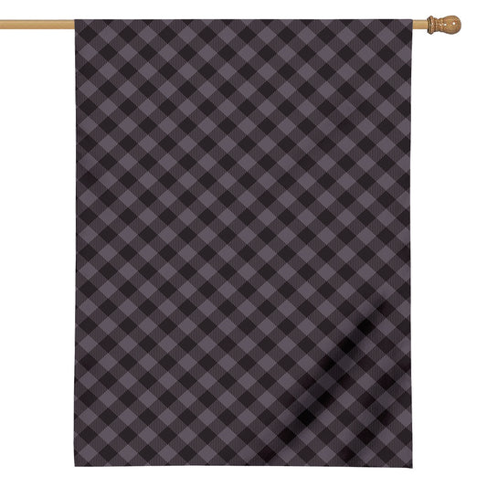 Grey Buffalo Plaid Pattern Print House Flag