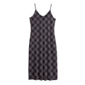 Grey Buffalo Plaid Pattern Print Jersey Midi Cami Dress