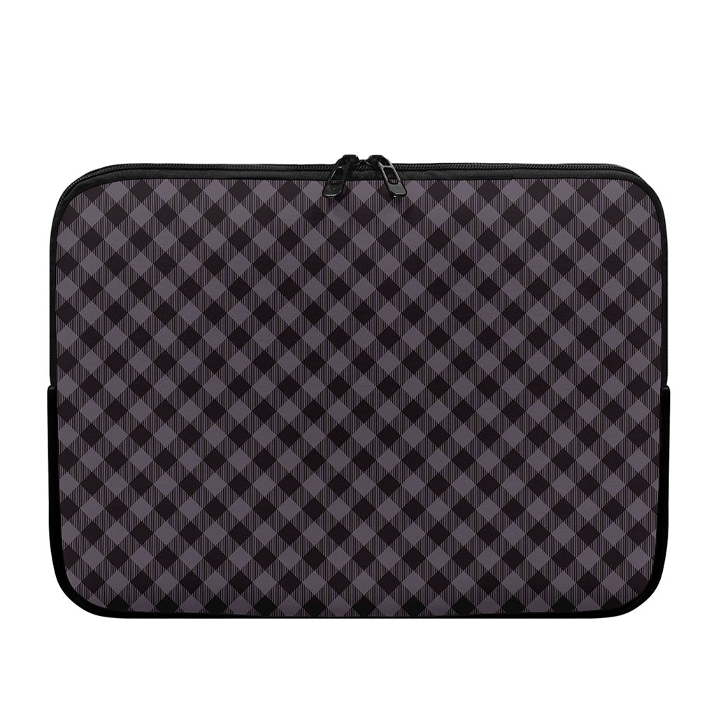Grey Buffalo Plaid Pattern Print Laptop Sleeve