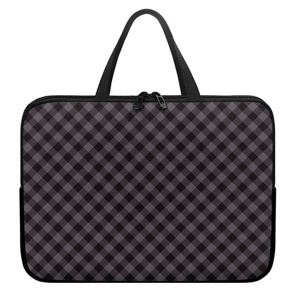Grey Buffalo Plaid Pattern Print Laptop Sleeve With Handle