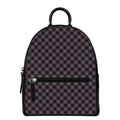 Grey Buffalo Plaid Pattern Print Leather Backpack
