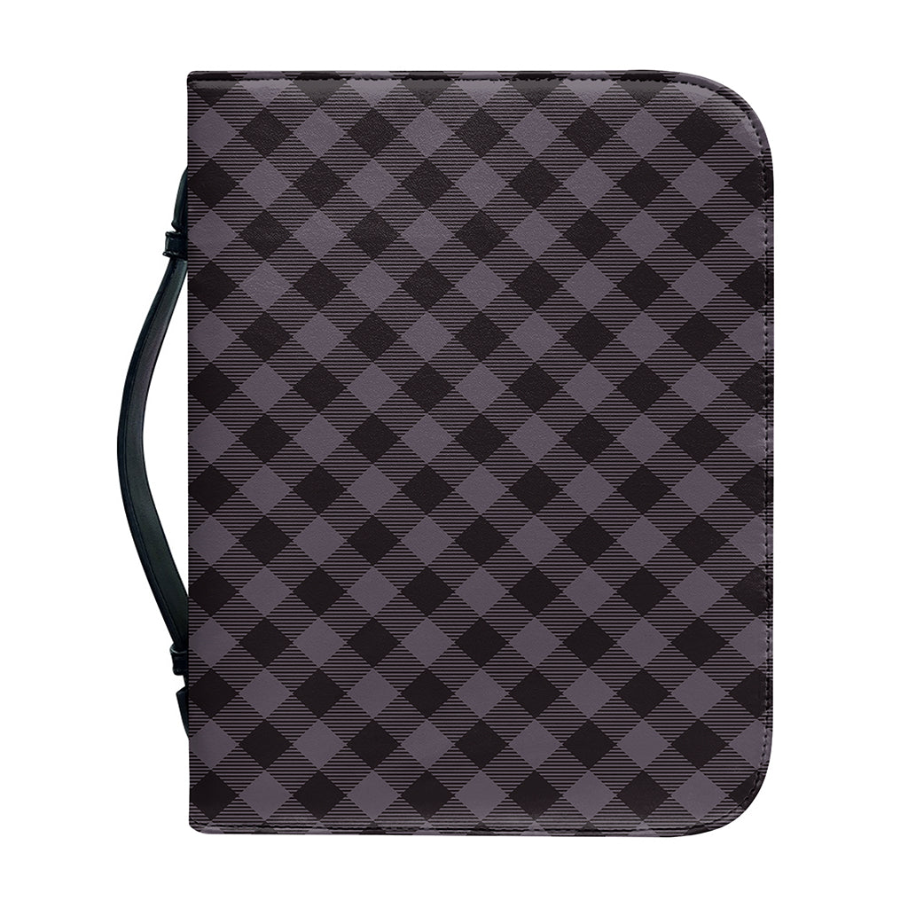 Grey Buffalo Plaid Pattern Print Leather Bible Cover