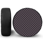 Grey Buffalo Plaid Pattern Print Leather Spare Tire Cover
