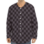 Grey Buffalo Plaid Pattern Print Long Sleeve Baseball Jersey