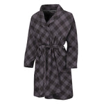 Grey Buffalo Plaid Pattern Print Men's Bathrobe