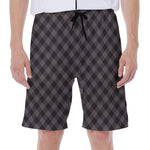 Grey Buffalo Plaid Pattern Print Men's Beach Shorts