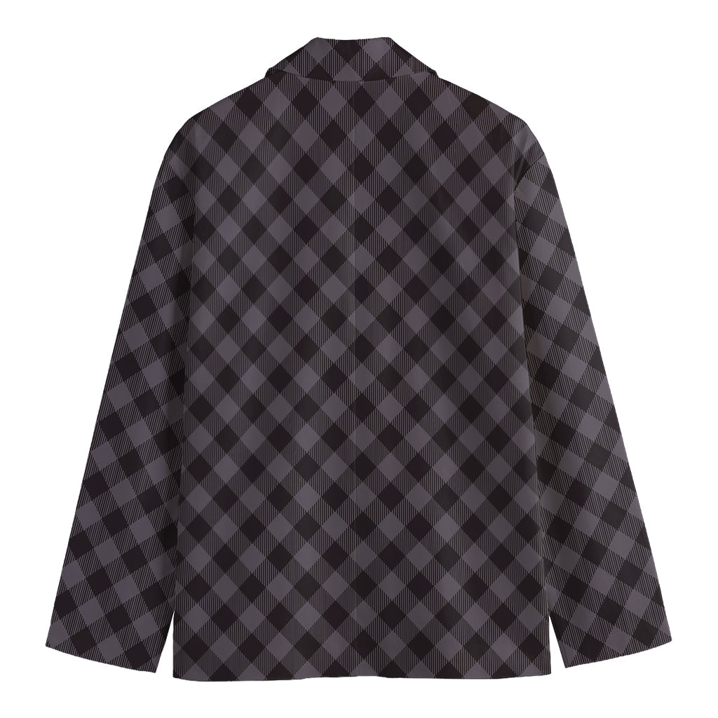 Grey Buffalo Plaid Pattern Print Men's Blazer