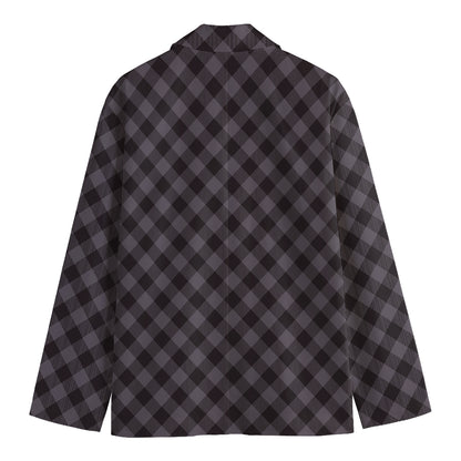 Grey Buffalo Plaid Pattern Print Men's Blazer