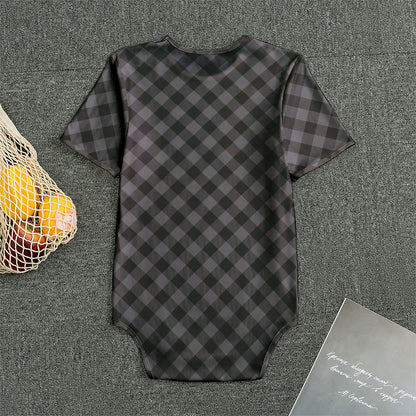 Grey Buffalo Plaid Pattern Print Men's Bodysuit