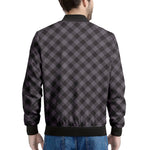 Grey Buffalo Plaid Pattern Print Men's Bomber Jacket