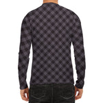 Grey Buffalo Plaid Pattern Print Men's Long Sleeve Rash Guard