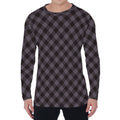 Grey Buffalo Plaid Pattern Print Men's Long Sleeve T-Shirt