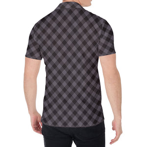 Grey Buffalo Plaid Pattern Print Men's Shirt