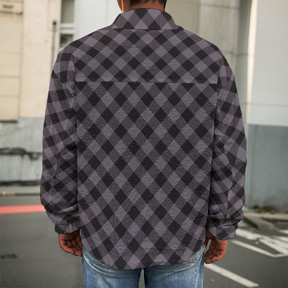 Grey Buffalo Plaid Pattern Print Men's Shirt Jacket