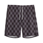 Grey Buffalo Plaid Pattern Print Men's Sports Shorts