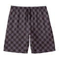 Grey Buffalo Plaid Pattern Print Men's Swim Trunks