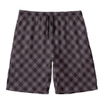 Grey Buffalo Plaid Pattern Print Men's Swim Trunks