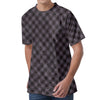 Grey Buffalo Plaid Pattern Print Men's Velvet T-Shirt
