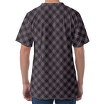 Grey Buffalo Plaid Pattern Print Men's Velvet T-Shirt