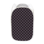 Grey Buffalo Plaid Pattern Print Mesh Laundry Hamper