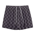 Grey Buffalo Plaid Pattern Print Mesh Shorts