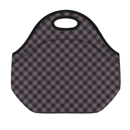 Grey Buffalo Plaid Pattern Print Neoprene Lunch Bag