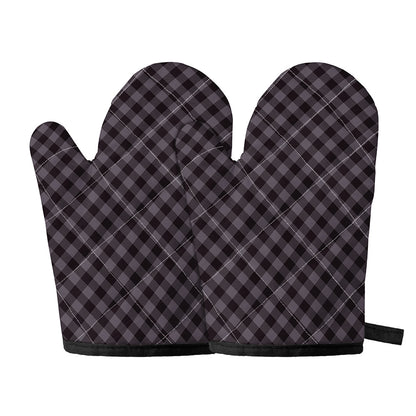 Grey Buffalo Plaid Pattern Print Oven Mitts