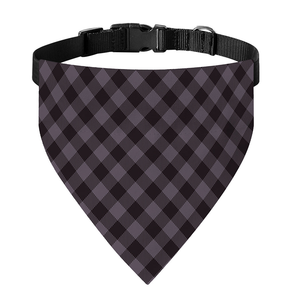Grey Buffalo Plaid Pattern Print Over The Collar Dog Bandana
