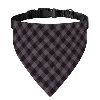 Grey Buffalo Plaid Pattern Print Over The Collar Dog Bandana