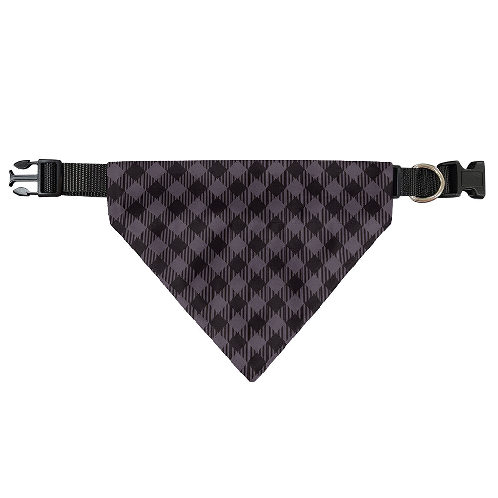 Grey Buffalo Plaid Pattern Print Over The Collar Dog Bandana