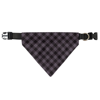 Grey Buffalo Plaid Pattern Print Over The Collar Dog Bandana