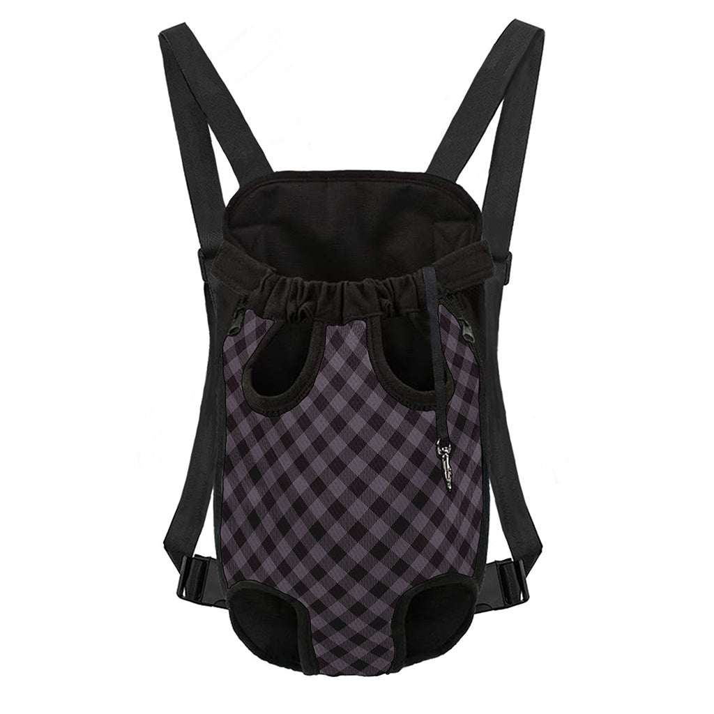 Grey Buffalo Plaid Pattern Print Pet Carrier Backpack