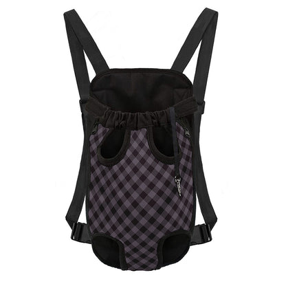 Grey Buffalo Plaid Pattern Print Pet Carrier Backpack