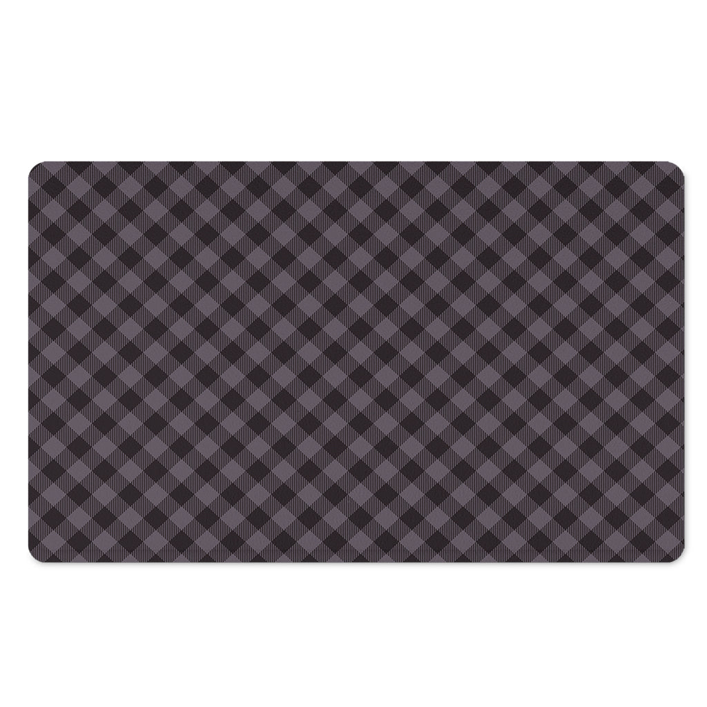 Grey Buffalo Plaid Pattern Print Polyester Doormat