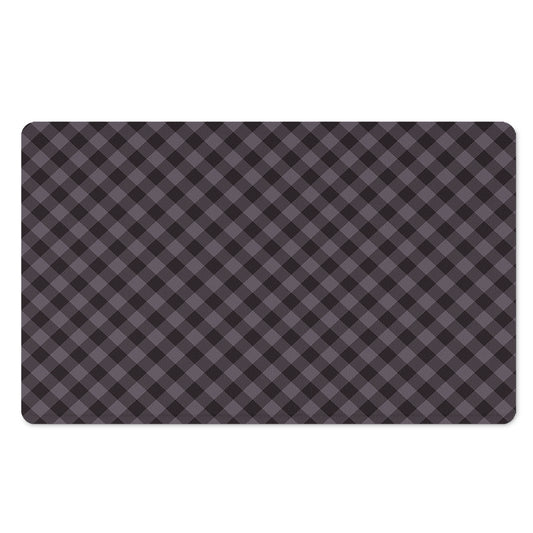 Grey Buffalo Plaid Pattern Print Polyester Doormat