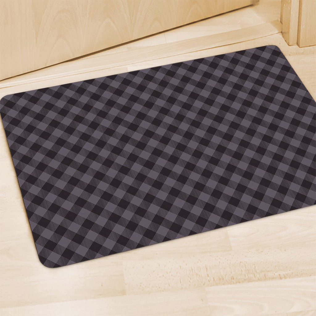 Grey Buffalo Plaid Pattern Print Polyester Doormat