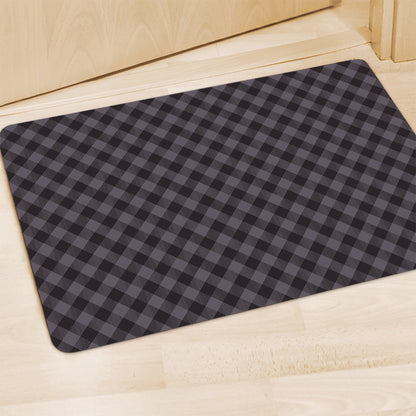 Grey Buffalo Plaid Pattern Print Polyester Doormat
