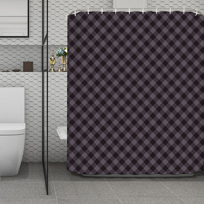 Grey Buffalo Plaid Pattern Print Polyester Shower Curtain