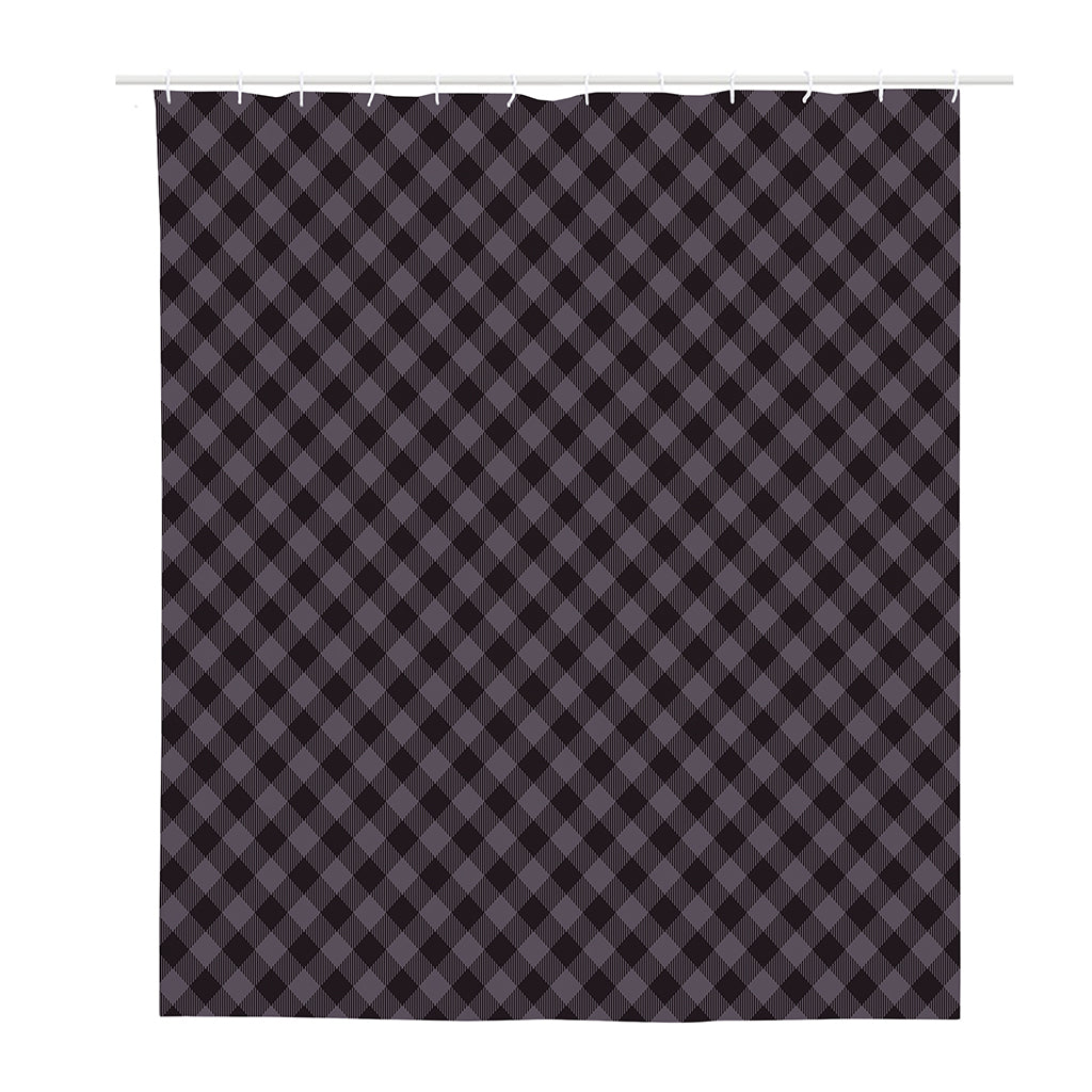 Grey Buffalo Plaid Pattern Print Polyester Shower Curtain