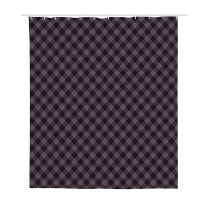 Grey Buffalo Plaid Pattern Print Polyester Shower Curtain