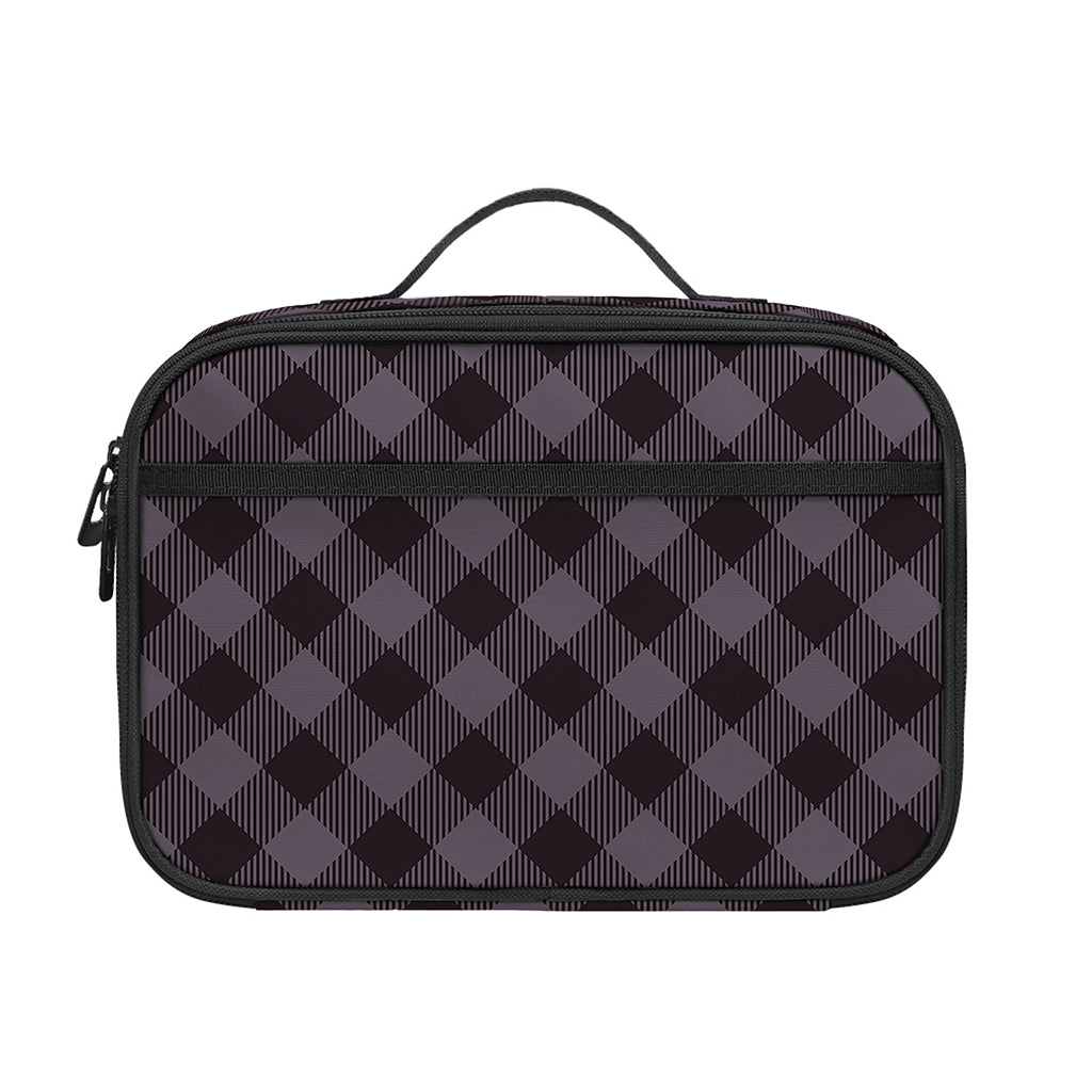 Grey Buffalo Plaid Pattern Print Portable Lunch Bag