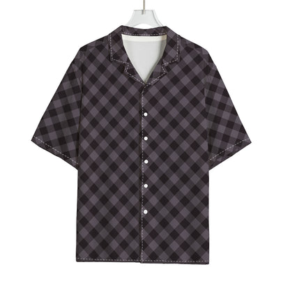 Grey Buffalo Plaid Pattern Print Rayon Hawaiian Shirt