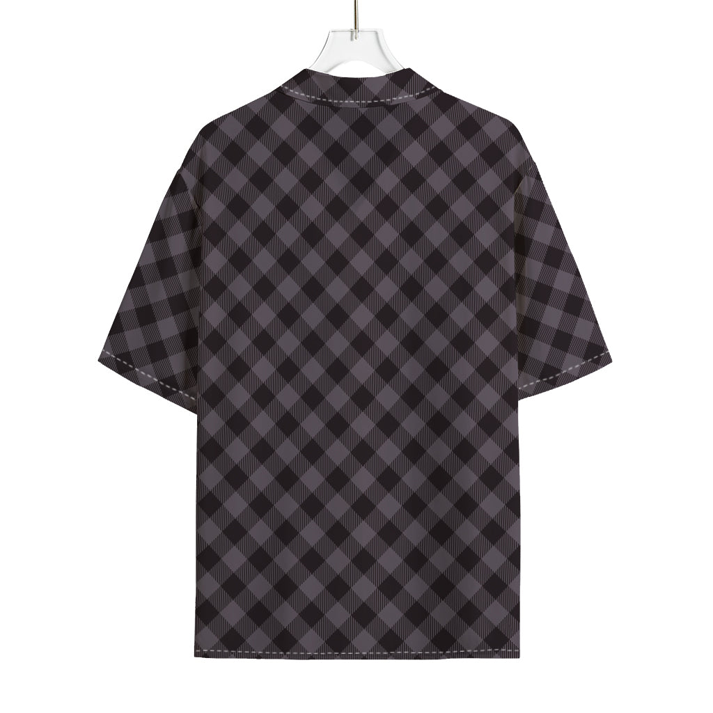 Grey Buffalo Plaid Pattern Print Rayon Hawaiian Shirt